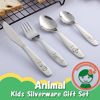 Picture of Kids Silverware Set Toddler Utensils 18/8 Stainless Steel 4PCS Fork Spoon and Knife Cutlery Child Flatware for Age 3+