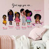 Picture of Mfault Black Girl God Says You Are Beautiful Unique Chosen Strong Wall Decal Sticker, Inspirational Quote Nursery Decoration African American Baby Bedroom Art, Motivational Toddler Kid Room Decor Gift