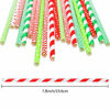 Picture of Cooraby 200 Pieces Christmas Paper Straws Biodegradable Drinking Stripe Bicolor Stripe Dot Chevron Straw Mix for Wedding Supplies and Party Favors, 8 Style (Red and Green)