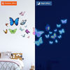 Picture of Glow Butterfly Wall Decor Stickers,58Pcs Luminous Butterfly Wall Decals Colorful Wall Art Butterfly Decor DIY Glow in The Dark Wall Decals for Kids Girls Bedroom Bathroom Decorations-Sky Blue