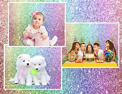 Picture of MEHOFOND Glitter Rainbow Backdrop Happy Birthday Party Decoration for Kids Girl Princess Colorful Unicorn Glitter Photography Background Banner Photo Studio Props Vinyl 7x5ft