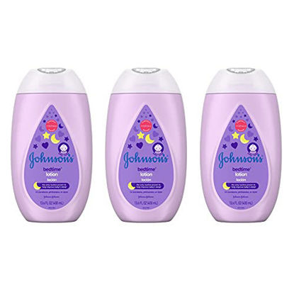 Picture of Johnson's Moisturizing Bedtime Baby Body Lotion with Coconut Oil & NaturalCalm Essences to Help Relax Baby, Hypoallergenic & Free of Parabens, Phthalates & Dyes, 13.6 fl. oz, Pack of 3