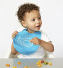 Picture of modern-twist Bucket-Bib 100% Food-Grade Silicone, Waterproof and Reusable, Owls - Electric Blue