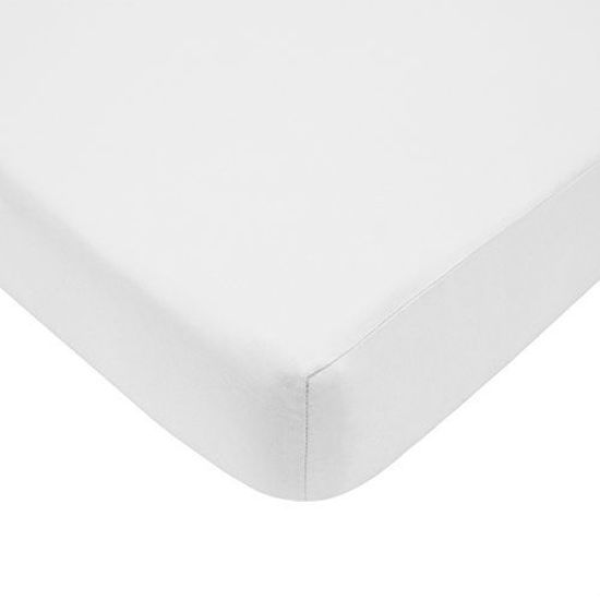 Picture of TL Care 100% Natural Cotton Percale Fitted Crib Sheet for Standard Crib and Toddler Mattresses, White, 28 x 52, Soft Breathable, for Boys and Girls