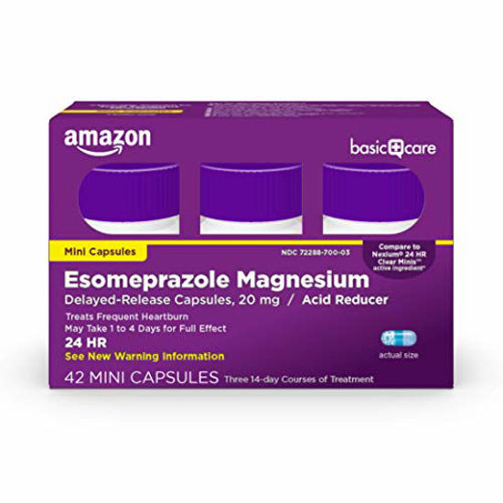 Picture of Amazon Basic Care Esomeprazole Magnesium Delayed-Release Mini Capsules, 20 mg, Acid Reducer, 42 Count