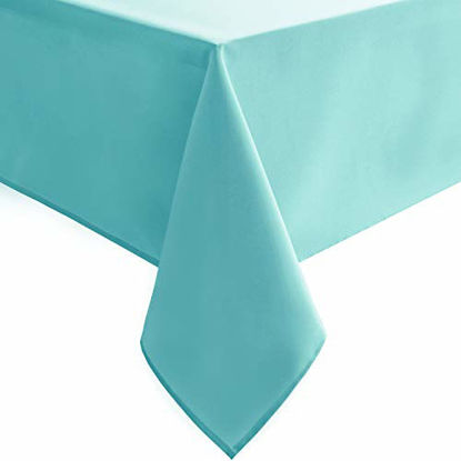 Picture of Hiasan Solid Rectangle Tablecloth Aqua - Waterproof Washable Oblong Fabric Table Cloth for Dining Room Kitchen and Outdoor Use, 54 x 108 Inch