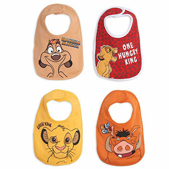 Picture of Disney Lion King Simba Timon Pumbaa Baby Boys 4 Pack Snap Bibs One Size