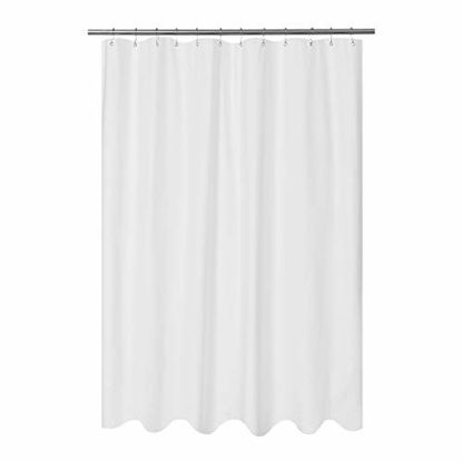 Picture of Mrs Awesome Embossed Microfiber Fabric Long Shower Curtain Liner 78 inches Length, Washable and Water Repellent, White