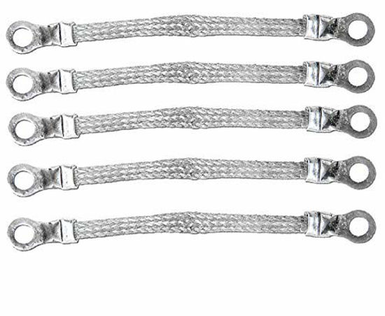 Picture of 4" x 1/4" Braided Ground Straps (1/4" Ring to 1/4" Ring)-5pcs