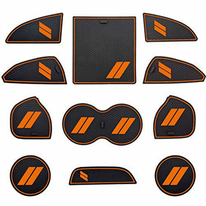 Picture of HAMSAM for Dodge Challenger Accessories 2015-2021 Anti Dust Cup Holder Inserts, Door Pocket Liners and Center Console Liner Mats Premium Custom Interior(11pcs Set,Orange Trim)