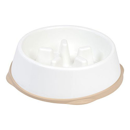 Picture of IRIS Large Slow Feeding Bowl for Long Snouted Pets, White/Beige