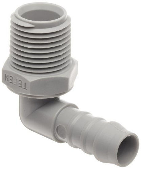 Picture of Tefen Nylon 66 Hose Fitting, 90 Degree Elbow Adapter, Gray, 1/2" Hose ID x 3/4" NPT Male (Pack of 10),12256908123