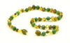 Picture of Amber Teething Necklace - Baby Necklace- Unisex - Various Size - Hand-Made from Baltic Amber and African Jade Beads (Green Amber/African Jade, 14.2in (36cm))