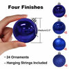 Picture of GameXcel 24Pcs Christmas Balls Ornaments for Xmas Tree - Shatterproof Christmas Tree Decorations Large Hanging Ball Blue 2.5" x 24 Pack