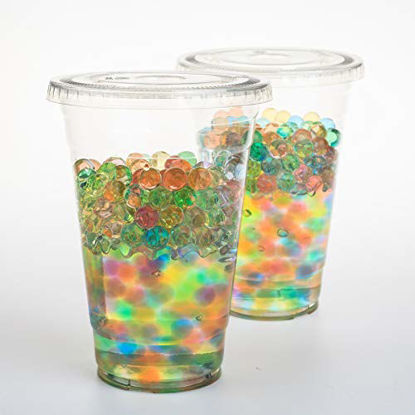 Picture of GOLDEN APPLE Cup series, 20oz-30sets Clear Plastic cups with Flat lids no hole, BPA Free