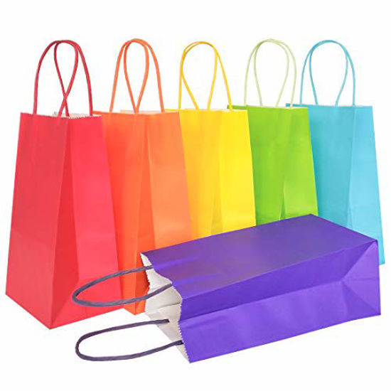 Picture of AZOWA Gift Bags Small Kraft Paper Bags with Handles (5 x 3.1 x 8.2 in, Assorted, 25 Pcs)