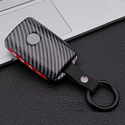 Picture of Royalfox(TM) 2/3/4 Buttons Hard PC Smart keyless Side Buttons Remote Key Fob case Cover for 2019-2021 Mazda 3, Mazda 3 Hatchback, Mazda CX4 CX5 CX8 CX9 CX-30, Mazda 6 WAZSKE11D01 (Black with red)