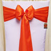 Picture of Combo Pack - 2 Satin Table Runners 12 x 108 inch & 10 Chair Sashes for Wedding Banquet Decoration, Bright Silk and Smooth Fabric Party Decor (Combo 2 Table Runner + 10 Chair Saches, Orange)