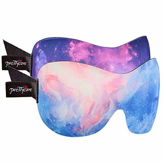 Picture of PrettyCare 3D Sleep Mask ( Ultra Purple and Blue ) Eye Mask for Sleeping - Contoured Face Mask - Blindfold with Ear Plugs,Travel Pouch - Best Night Eyeshade for Men Women Kids