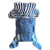 Picture of SILD Pet Denim Jumpsuit Dog Jeans Hoodies Cool Blue Coat Medium Small Dogs Classic Jacket Puppy Blue Vintage Washed Vests (S)