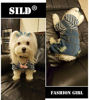 Picture of SILD Pet Denim Jumpsuit Dog Jeans Hoodies Cool Blue Coat Medium Small Dogs Classic Jacket Puppy Blue Vintage Washed Vests (S)