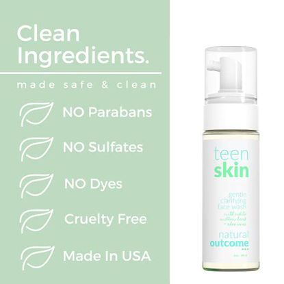 Picture of Teen Skin Gentle Foaming Face Wash by Natural Outcome Skin Care - Boys & Girls Facial Cleanser Lotion for Teens, Preteens & Kids to Prevent Acne, Sulfate Free 6 oz