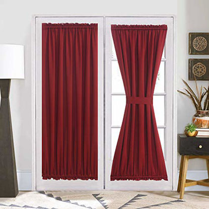 Picture of Aquazolax Solid Blackout Thermal Curtains French Door Panels, 54" W x 72" L, Red