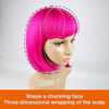 Picture of Hot Pink Bob Wigs with Bangs Cosplay Hair Wig for Women Shoulder Length Natural Bob Hair Colorful Costume Wigs (Hot Pink)