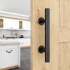 Picture of WINSOON 12" Sliding Barn Door Handles Black Hardware with Flush Finger Pull, Large Rustic, Pull and Flush Barn Door Handle Set, Suitable for Gate Garages Cabinet