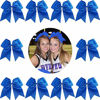 Picture of 7" Jumbo Cheer Bow Big Hair Bows with Ponytail Holder Large Classic Accessories for Teens Women Girls Softball Cheerleader Sports Elastics Ties Handmade by Kenz Laurenz (10 pack 7" Cheer Bow Blue)