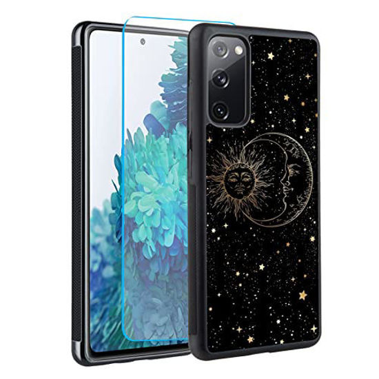 Picture of tharlet Compatible with Samsung Galaxy S20 Fe Case, Tire Outline Sun Moon Star Cute Pattern with Galaxy S20 Fe Case + Screen Protector Samsung S20 Fe Case for Girls Women-6.5 Inch.