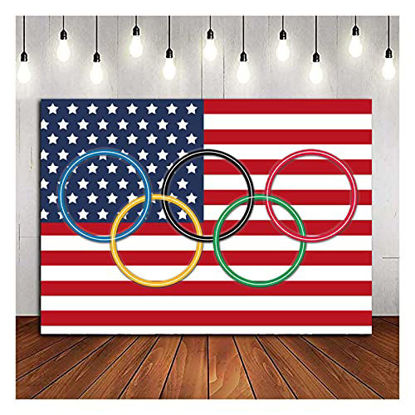 Picture of Olympic Rings International Photo Background Olympic Sport Countries for Classroom Garden Grand Opening Sports Clubs Party Events Decor Photography Backdrops 7X5FT Vinyl Shooting Props