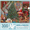 Picture of Bits and Pieces - 300 Piece Jigsaw Puzzle for Adults 18" x 24" - Christmas Joy - 300 pc Santa Visiting Presents Tree Jigsaw by Artist Bigelow Illustrations