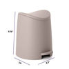 Picture of Superio Small Trash Can with Lid 3 Liter Taupe, Plastic Mini Waste Bin 0.75 Gallon, Modern Curved Lid Step Trash Can with Foot Pedal, Bathroom, Bedroom, Office, Under Desk, Soft Close