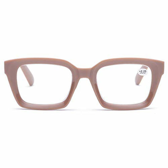 Picture of Retro Desinger 50mm Large Lens Square Reading Glass Big Eyeglass Frames (Coffee, 2.0)