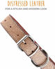 Picture of Mighty Paw Leather Dog Collar | Distressed Real Genuine Leather and a Strong Metal Buckle. Super Soft for Ultimate Comfort. Modern Designer Look for Small, Medium, Large and XL Pets (Lite Brown)