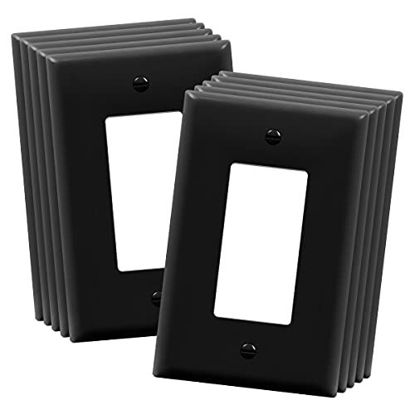 Picture of ENERLITES Decorator Light Switch or Receptacle Outlet Wall Plate, Mid-Size 1-Gang 4.88" x 3.11", Unbreakable Polycarbonate Thermoplastic, UL Listed, 8831M-BK-10PCS, Black, 10 pack