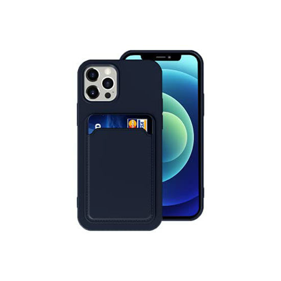 Picture of Silicone Card Case Compatible with iPhone 12/iPhone 12 Pro 6.1inch, Shock-Absorbing Protective Case with Card Holder, Soft Slim Wallet Case Compatible with iPhone 12/12 Pro (2020 Release)-Dark Blue