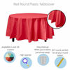 Picture of 6-Pack Premium Plastic Tablecloth 84in. Round Plastic Table Cover - Red