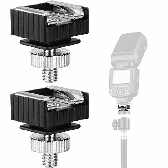 Picture of 2Pack Flash Hot Shoe Mount Adapter to 1/4 Thread Hole with 1/4"-20 Male to 1/4"-20 Male Tripod Screw Adapter for Flash Holder Bracket Light Stands Umbrella Holder Flash Bracket,Strong &Solid (Update)