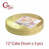 Picture of Cake Drums Round 12 Inches - (Gold, 3-Pack) - Sturdy 1/2 Inch Thick - Professional Smooth Straight Edges