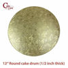 Picture of Cake Drums Round 12 Inches - (Gold, 3-Pack) - Sturdy 1/2 Inch Thick - Professional Smooth Straight Edges