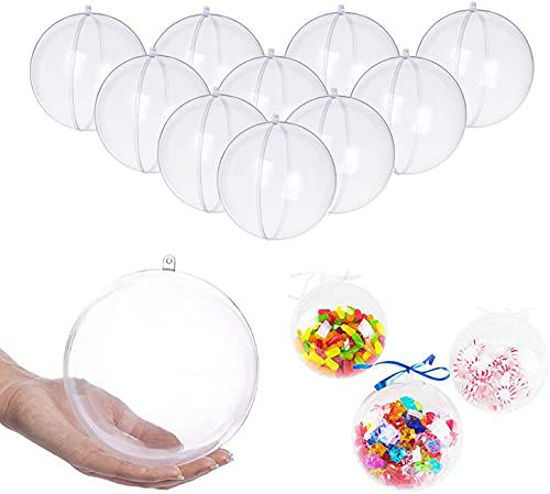 Picture of UNIQLED Clear Plastic Fillable Christmas DIY Craft Ball Ornament - Pack of 10 (90mm)