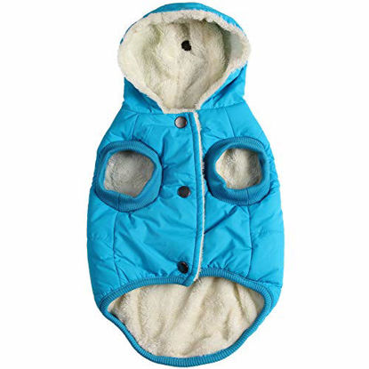 Picture of Vecomfy Fleece Lining Extra Warm Dog Hoodie in Winter,Small Dog Jacket Puppy Coats with Hooded,Light Blue XS