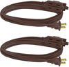 Picture of Clear Power 2-Pack 9 ft 3 Outlet Indoor Extension Cord 16/2 SPT-2, Brown, 2 Prong Polarized Plug, Safety Plug Cap Included, for Homes, Kitchens and Offices, DCIC-00362P-DC