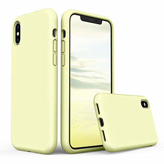 Picture of SURPHY Silicone Case Compatible with iPhone Xs Case iPhone X Case 5.8 inches, Liquid Silicone Phone Case (with Microfiber Lining) for iPhone Xs 2018 / iPhone X 2017 (Light Yellow)