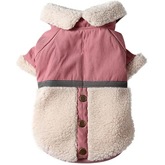 Picture of Vecomfy V-Collar Dog Coats for Small Dogs Fleece Lining Warm Puppy Jacket for Cold Winter Pink M