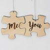 Picture of You and Me Puzzle Piece Christmas Ornament Set | Handmade Wood Holiday Gift