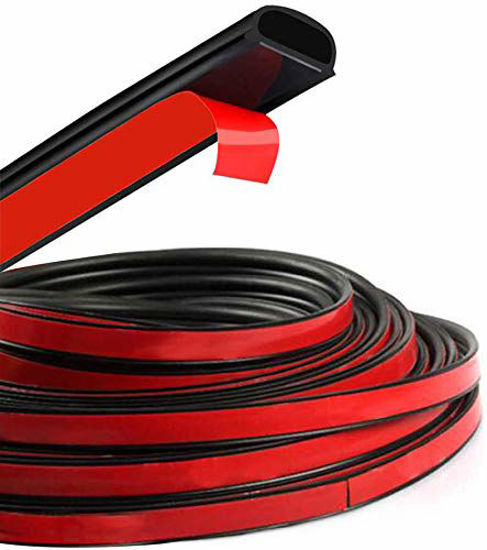 Picture of HOTSYSTEM D-Shape Door Rubber Seal Strip Weatherstrip 3M Self Adhesive Hollow for Car Truck Motor Door Cover Trunk (Black, 26.25 feet)