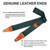 Picture of Guitar Strap, Vintage Nylon Full Grain Leather Ends Guitar Strap With Pick Pocket For Bass, Electric & Acoustic Guitars, Come With Free Strap Button, 1 Pair Strap Locks And 4 Guitar Picks (Green)